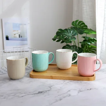 

Stylishs and Simple Trace A Design In Gold Potbelly Ceramic Cup Art Stripe Office Male and Female Students Coffee Milk Water Cup