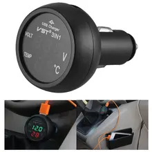 Digital-Meter-Monitor Usb-Car-Charger Dual-Display 12V/24V LCD 3-In-1 LED