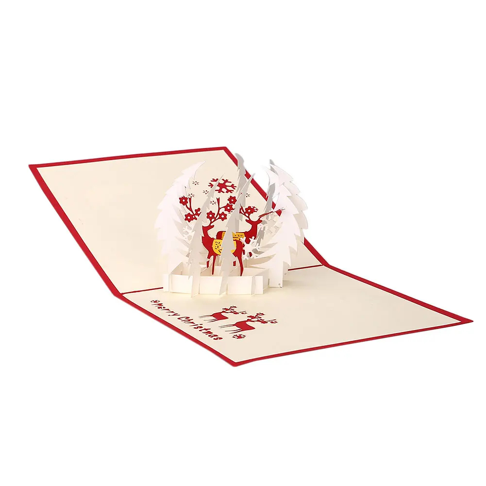 Рождественская ёлка, олень 3D Pop Up Поздравительные открытки карточки с напутствиями Бумага Почтовые Открытки творческий