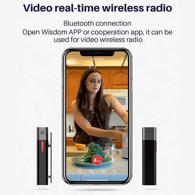 SABINETEK SmartMike+ беспроводной Bluetooth Vlog радио микрофон в режиме реального времени микрофон для iPhone huawei смартфон Компьютерная камера Vlog