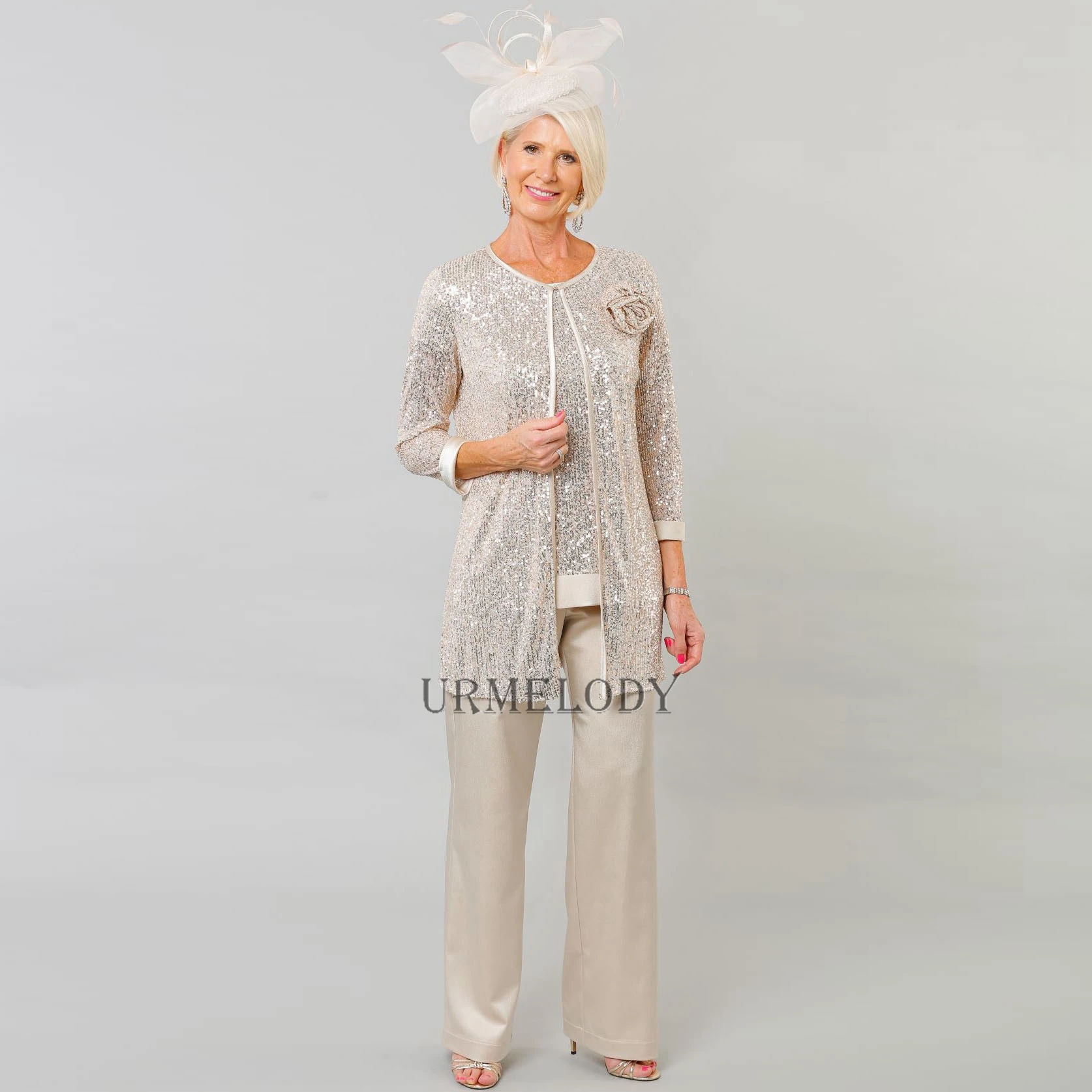 Bride Pant Suits with Sequins Jacket 