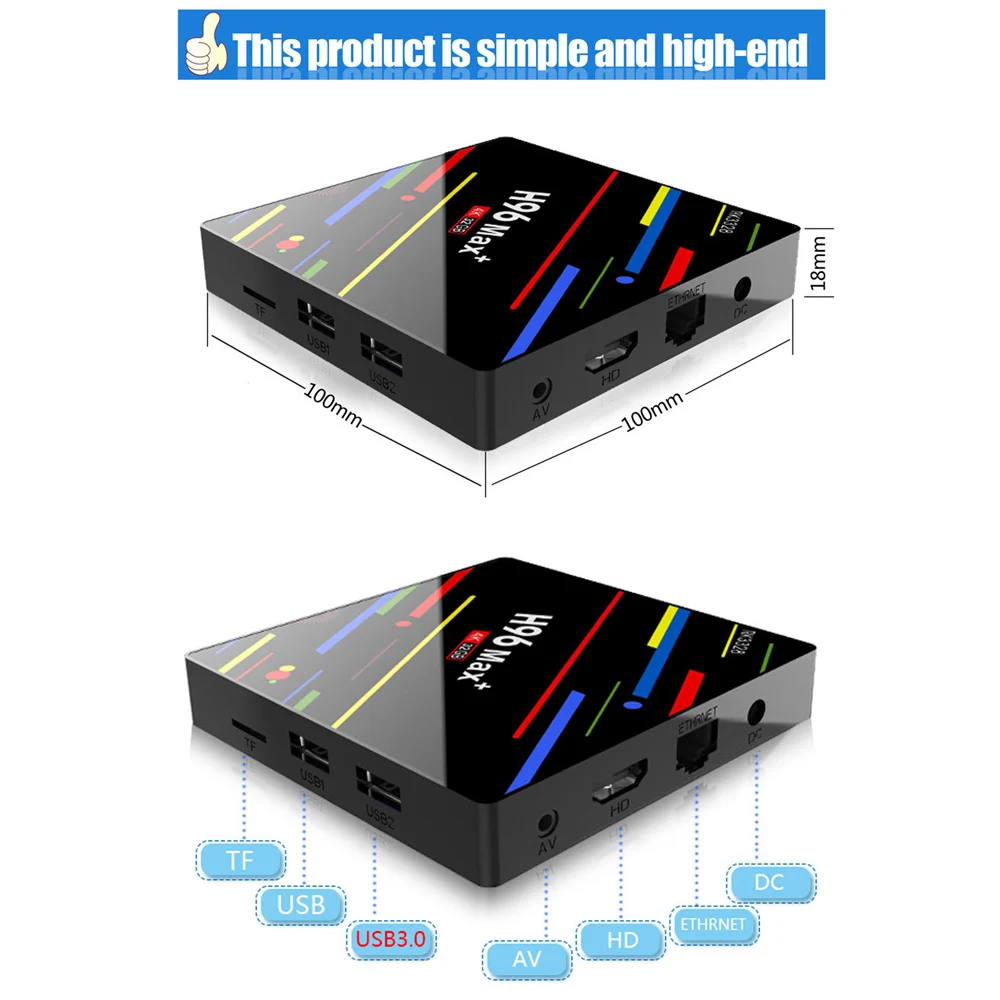 ТВ-приставка H96 MAX Plus Android 9 0 4 Гб ОЗУ 64 ГБ Rockchip RK3328 H.265 USB3.0 4K Youtube Netflix Google Play Smart TV H96MAX |