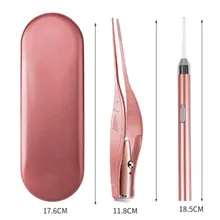 2 шт./компл. Нержавеющая сталь Earpick Ухо комплектации пинцет с светильник USB кюретка очиститель ложка для удаления ушной серы здравоохранения инструмент для ухода за ушами