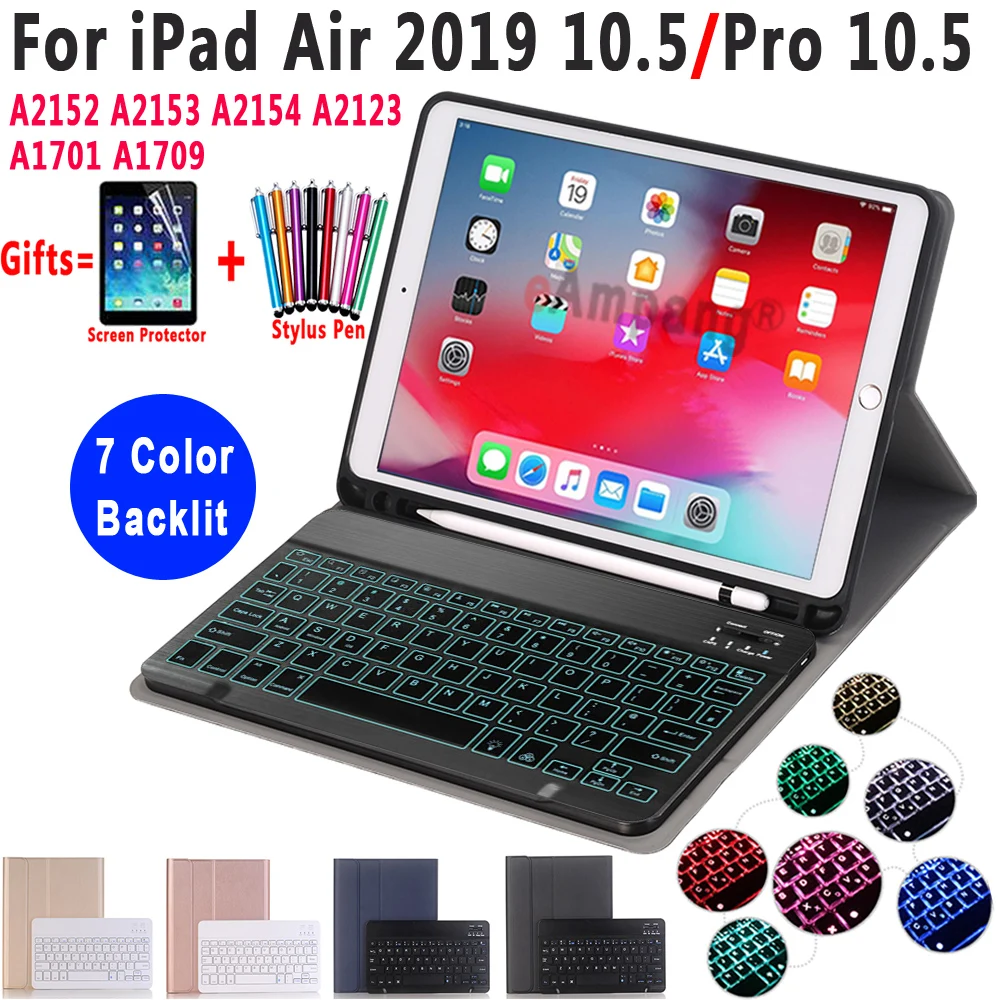 

Backlit Keyboard Case For Apple iPad Air 2019 10.5 3 3rd Generation A2152 A2153 A2154 A2123 Pro 10.5 A1701 A1709 Pencil Film
