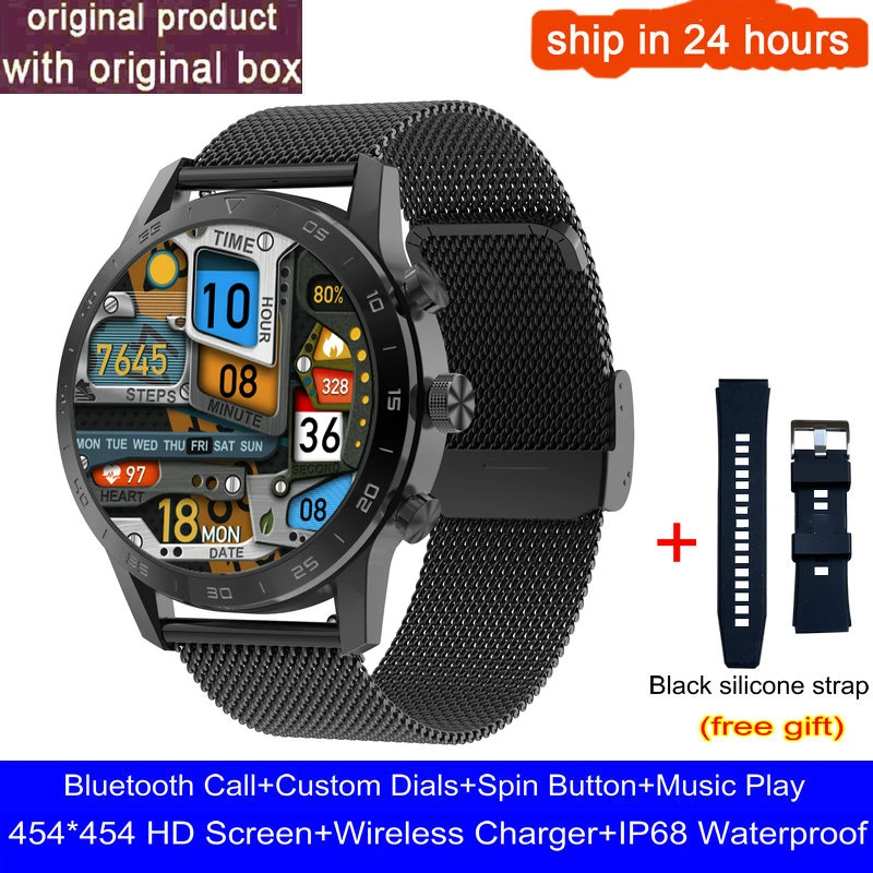 454*454 HD Screen KK70 Smart Watch Men Phone Call Wireless Charger Rotary Button IP68 Waterproof Music Play ECG Smartwatch 