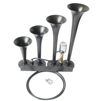 

Newest 12/24V Train Compact Quad Dropshipping Black Metal 118DB 4-Trumpet Air Horn Car Truck
