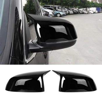

1Pair Glossy Black Horned Side Wing Door Mirror Caps Cover M Style Fit for BMW X5 F15 X6 F16 28i 35i 2014 2015 2016 2017 2018