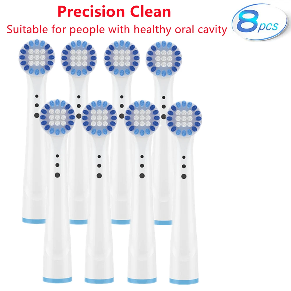 8pcs for Oral B Electric Toothbrush Heads nozzles -Precision Clean Toothbrush Brush Head fit for people with healthy oral cavity 8pcs toothbrush heads for oral b electric toothbrush for oral b soft bristle vitality dual clean cross action brush heads