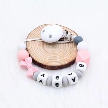 

Personalized Name Handmade Pacifier Clips Holder Chain Silicone Pacifier Chains Safe Teething Chain Baby Teether Teething Chain