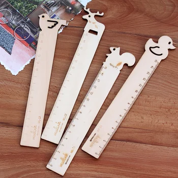 

15cm Scale Cartoon Animal Straight Ruler Students Stationery Wood Measuring Rulers Kids Drawing Supplies School Prizes Ruler