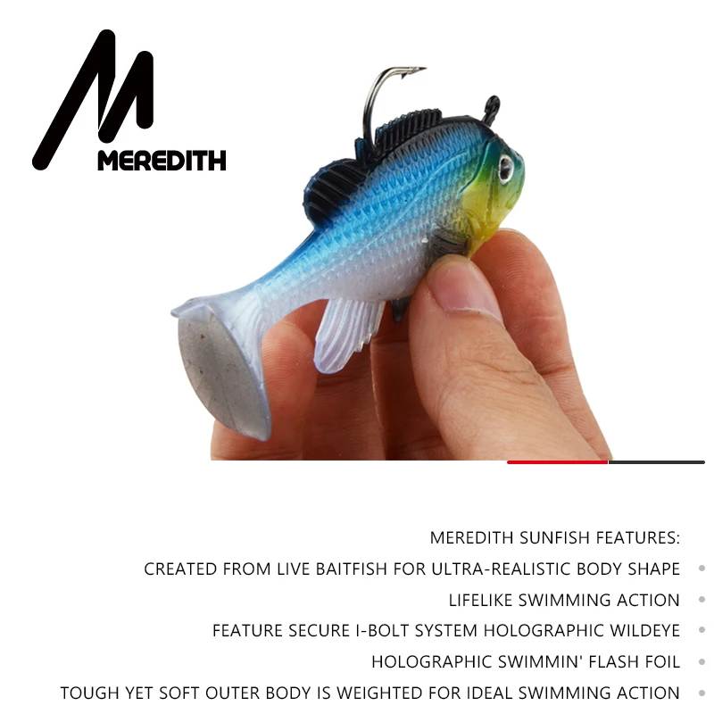 Meredith 3 шт. Sunfish 8 см 21,6 г грузило для рыбалки приманки искусственные мягкие приманки для рыбалки Мягкие приманки воблеры свинцовая Приманка снасти