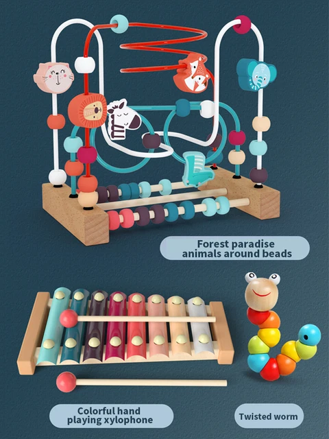 Montessori Educational Toys Wooden Circles Bead Wire Maze Roller Coaster Abacus Puzzles Baby Early Educational Toy For Children 6