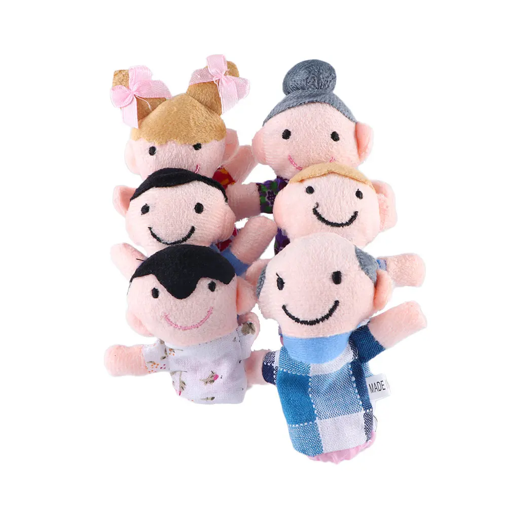 6ピース/ロットファミリーフィンガーパペットセットミニぬいぐるみ赤ちゃんのおもちゃ男の子女の子フィンガーパペット教育ハンドパペット布の人形のおもちゃ  AliExpress Mobile