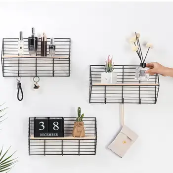 

Iron Partition Wall Rack Home Living Room Decoration Ornament Bathroom Wall Multifunctional Storage Rack