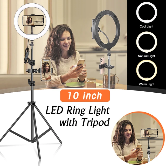 Ring Light 10 with 67 Extended Tripod Stand & Phone Holder for   Video, Camera Led Ring Light for Streaming, Makeup, Selfie Photography