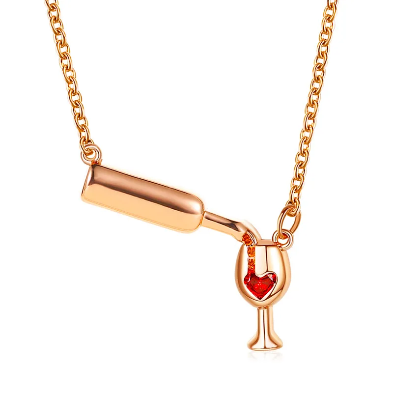 2021 Fashion 3 Colors Rose Gold Wine&ampCup Necklace Wine Bottle Glass Chic Necklaces Girl Lady Best Gift Choker | Украшения и