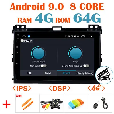 64G Android 9,0 1280*720P Carplay Авто gps радио для Toyota LAND CRUISER Prado 120 Lexus GX47 мультимедийный экран без DVD головное устройство - Color: 4G 64G DSP no canbus