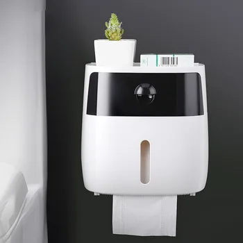 

Plastic toilet paper holder bathroom double paper tissue box wall mounted paper shelf storage box toilet dispenser
