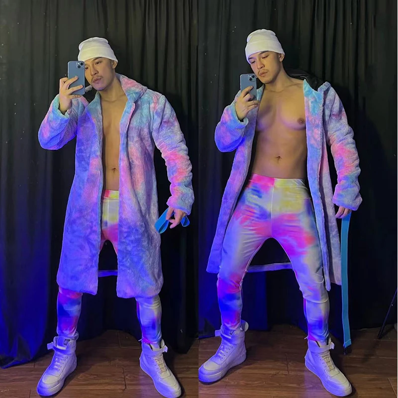 

Nightclub Tie Dye Dancewear Gogo Dancer Outfit Party Rave Clothes Festival Clothing Muscle Man Dancing Stage Costume VDB4494