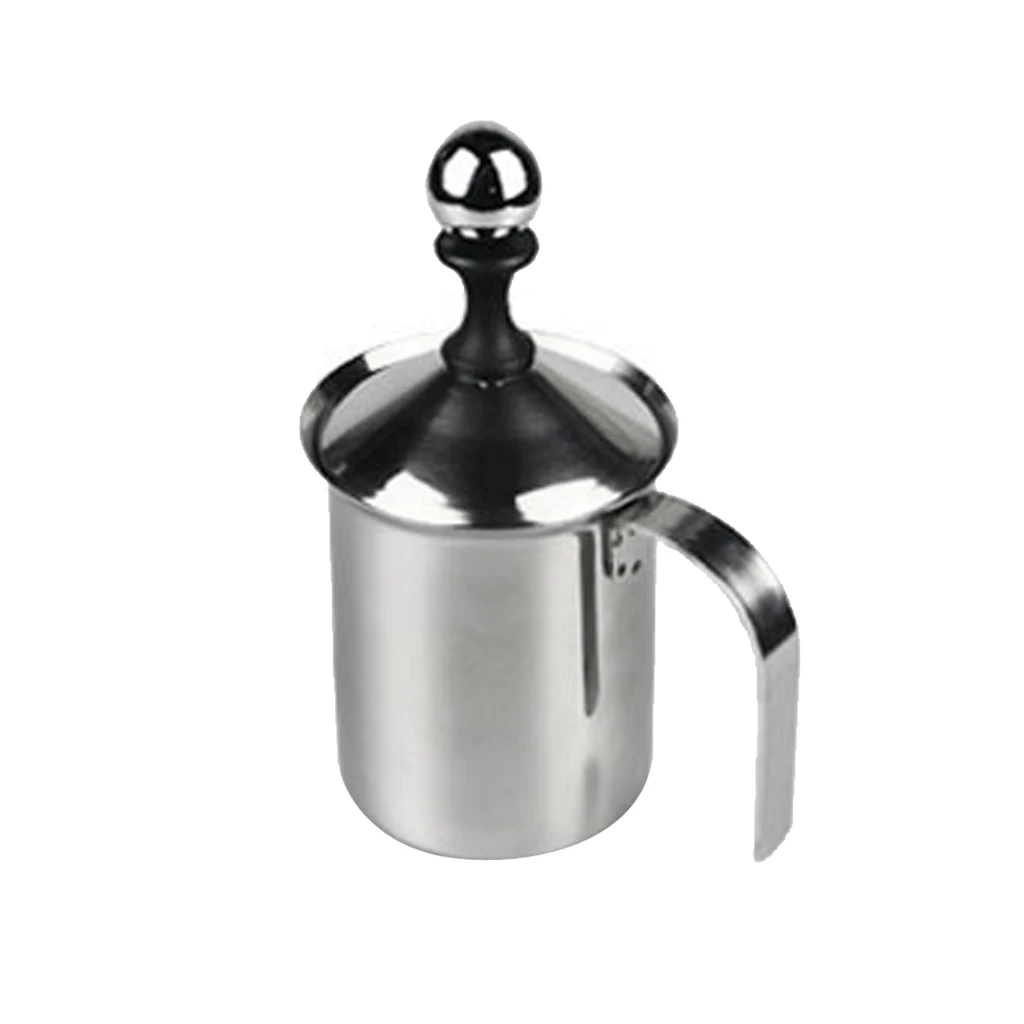 Manual Milk Frother Coffee Tea Cappuccino Maker Double Mesh Creamer Foam Coffee Maker, 400ML