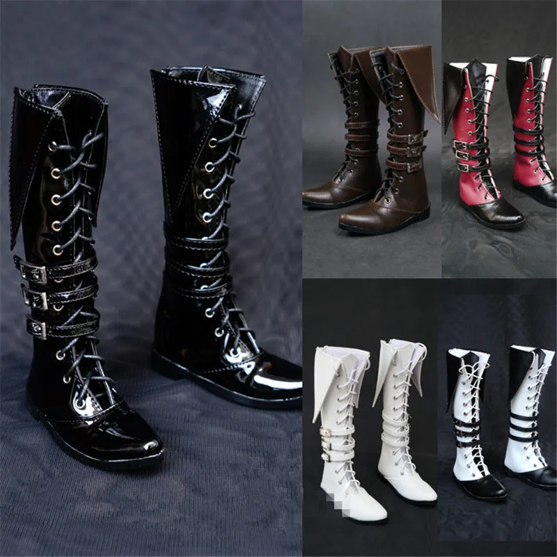 BJD doll shoes are suitable for 1/3 1/4 Uncle size black pointed jackboots handsome military boots Martins boots doll accessorie