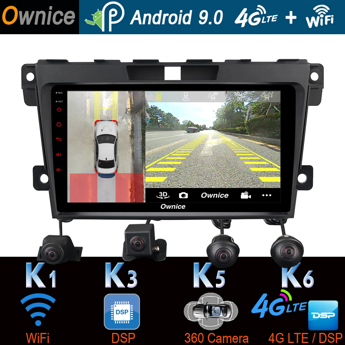 

360°Panoramic Android 9.0 4+64G DSP SPDIF CarPlay Android Auto Car Multimedia Player for Mazda CX-7 CX7 CX 7 2008-2015 GPS Radio