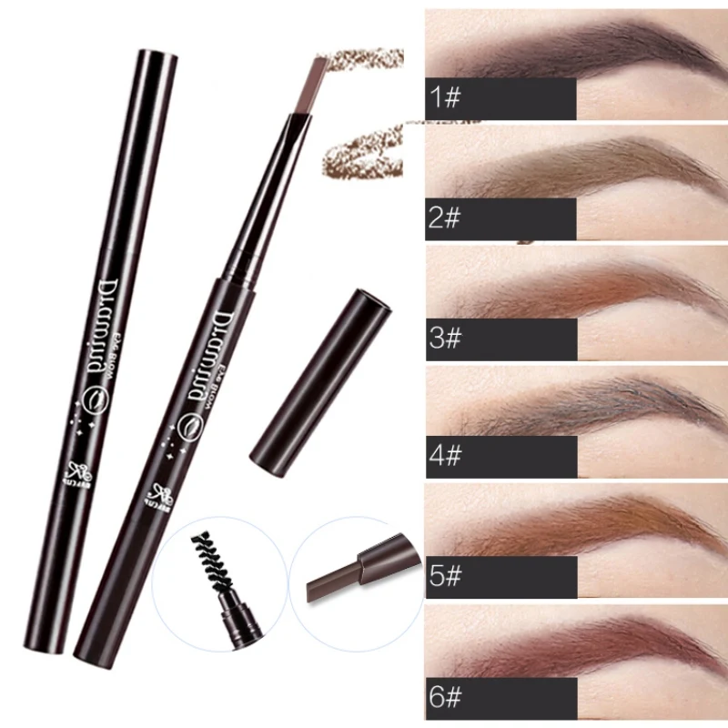 

New Double-end Eyebrow Pen Automatic Rotation Eyebrow Pencil With Eyebrow Brush Waterproof Smudge-proof Easy To Wear