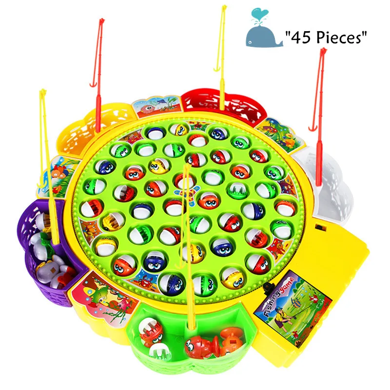 45 pcs A Детская игрушка для рыбалки на батарейках, музыкальная вращающаяся игра для рыбалки, детские развивающие игрушки, интерактивные игры для родителей и детей - Цвет: 45 pcs A