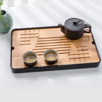 

Bamboo Tea Trays Kung Fu Tea Accessories Tea Tray Table with Drain Rack Chinese Tea Serving Tray Set