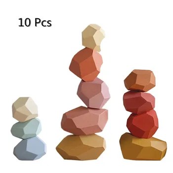 

Colored Stone Jenga Woodens Building Block Educational Toy Creative Nordic Style Stacking Game Rainbow Wooden Kids Toys Gift