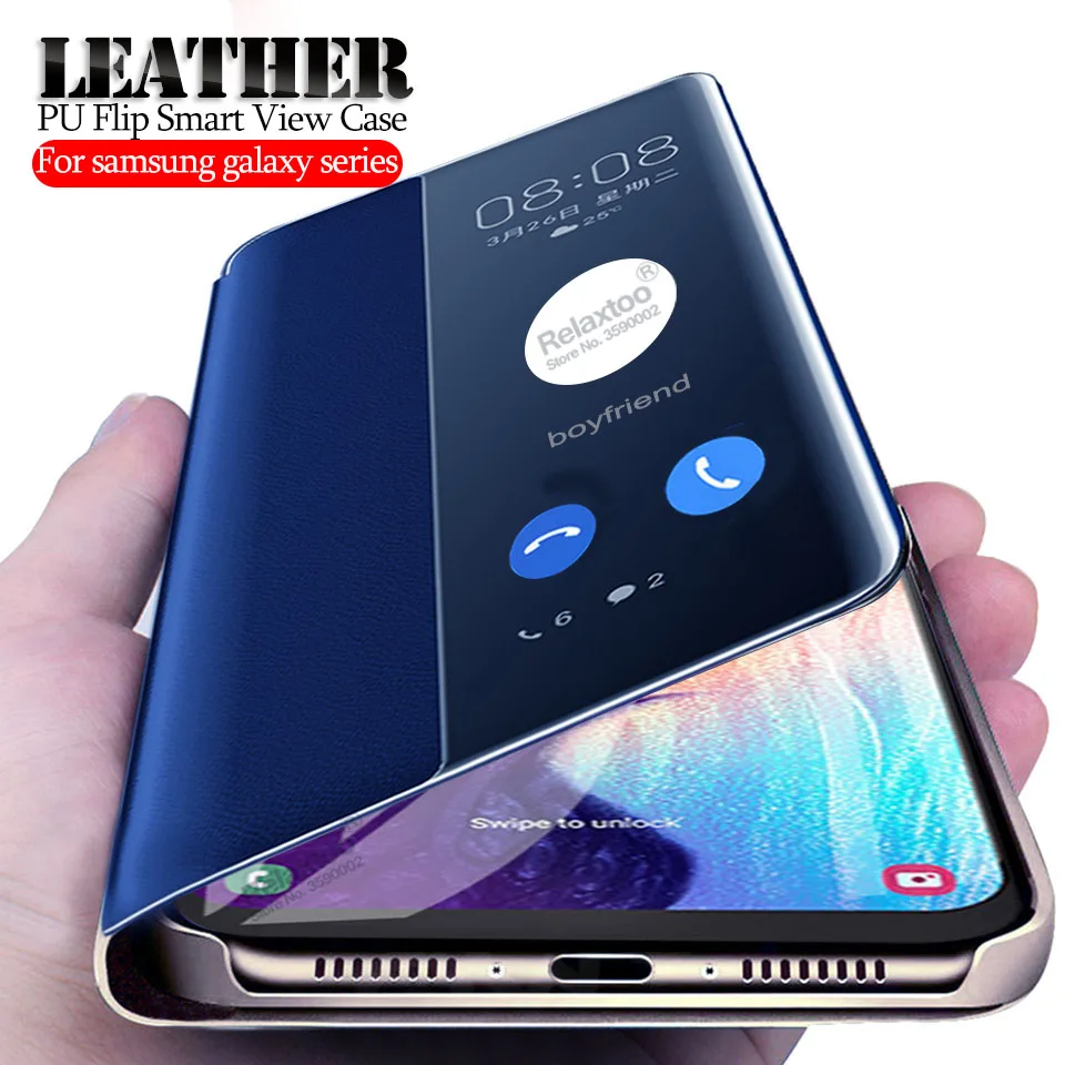 

Leather PU Flip Case For samsung galaxy A50 a10 a20 a30 a40 a60 a70 2019 cover on the a 30 50 70 smart Window View cases coque