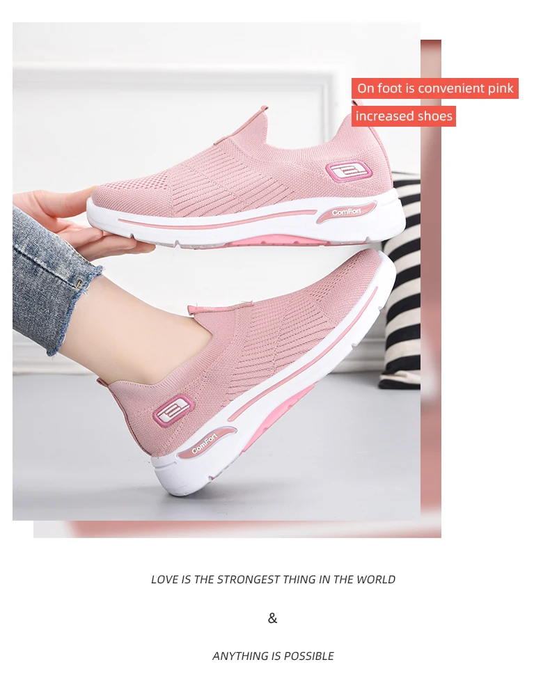 2021 Women Vulcanized Shoes Comfortable Women Sneakers Slip On Flats Breathable Shoes Women Loafers Plus Size 41 Walking Flat