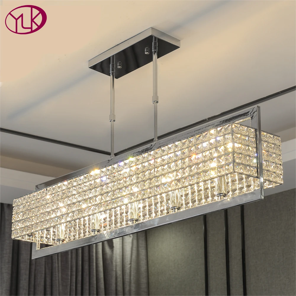Modern crystal chandelier for dining room rectangle kitchen island cristal light fixtures luxury