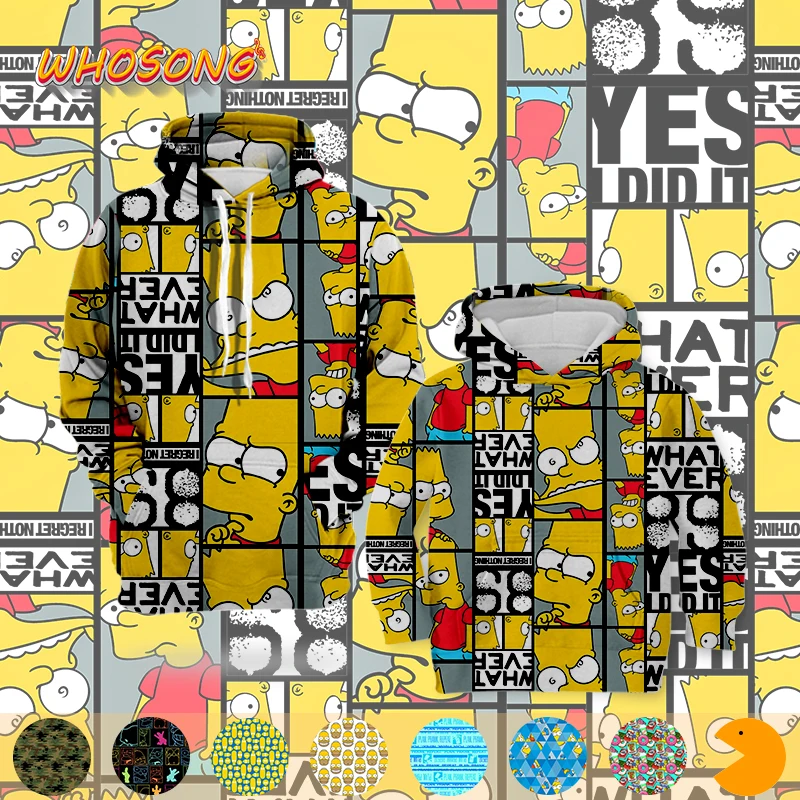 Красочные Симпсоны с рисунком объемные толстовки WHOSONG семейная одежда забавным