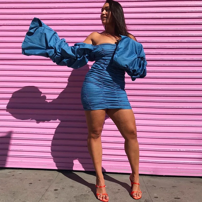 Женское и американское облегающее платье плиссированное на одно плечо с