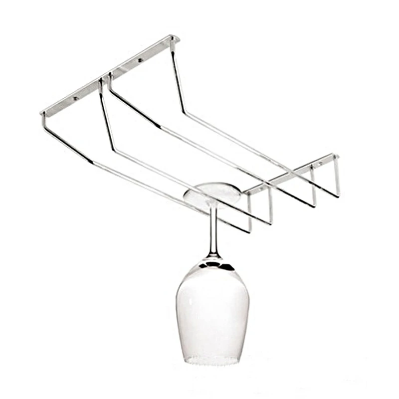 

1PC Fashion Stainless Steel Wine Cup Goblet Wine Glass Rack Fashion Wine Hanging Holder Cup Rack Double Row