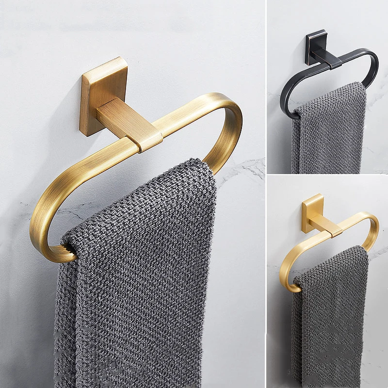 WallMountedTowelRingSolidBrassBathroomTowelRackLightLuxury