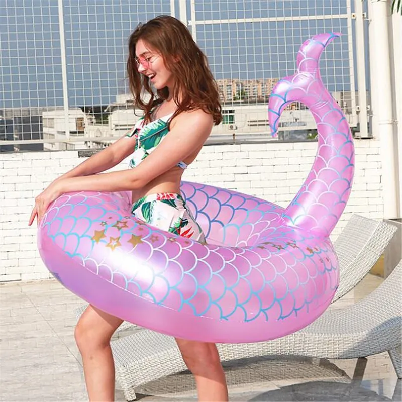 Розовый хвост русалки летний надувной бассейн плот надувной лебедь-на кресло для бассейна плавательные плоты Праздничная Вечеринка вода забавная игрушка