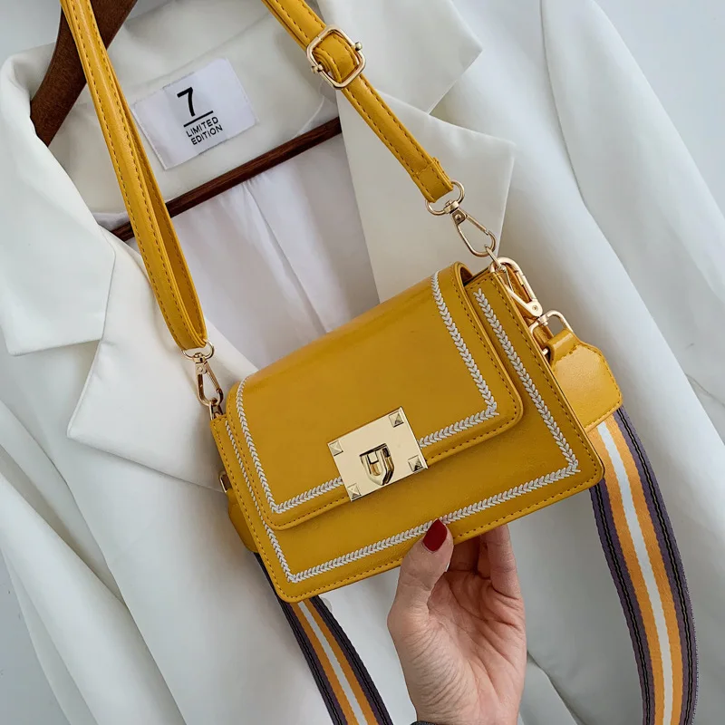 

MORI Series Simple Small Bag Car Suture Textured Lock Square Sling Bag 2019 New Style Fashion Shoulder WOMEN'S Bag