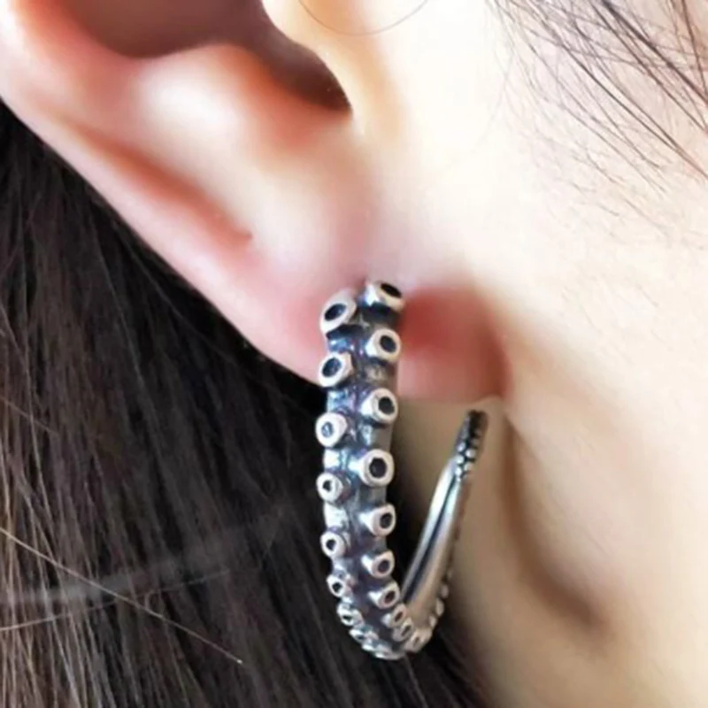 

Regalrock Gothic Punk Tails Boho Octopus Tentacles Stud Earrings