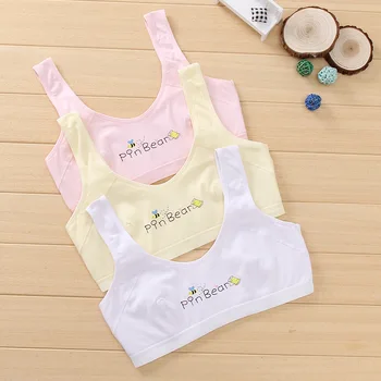 

New Style Plexus Combed Cotton Girls Bra Middle And Large Girls Non-Steel Ring Underwear Development Period Students Vest Sty