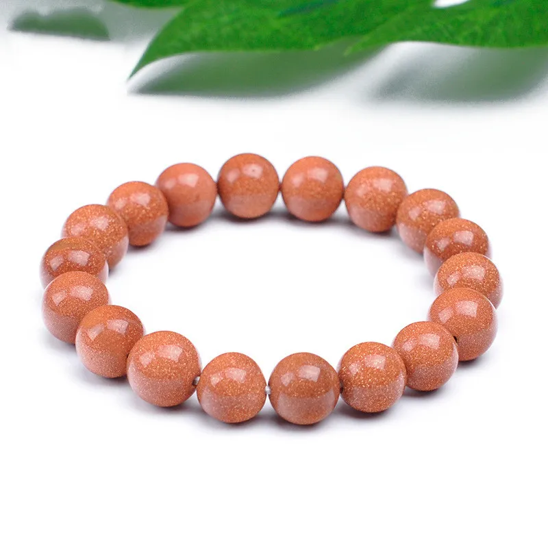 

Natural gold sandstone beaded bracelet Golden light flashing wealthy crystal bracelets Buddhist supplies 8mm 10mm