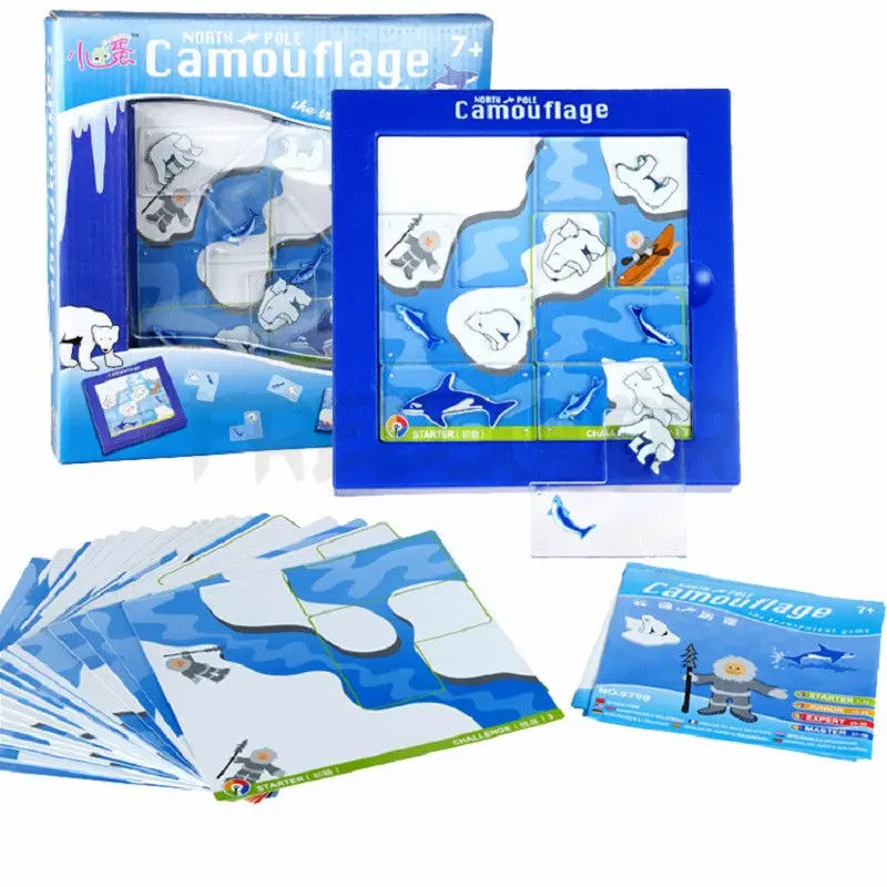 Polar bear Sliding Puzzle 48 Challenge Family Board Game Logical Thinking Game Preschool Puzzle Game for Ages 4 and Up