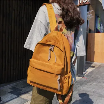 

High Quality Waterproof Nylon Backpack Female Pure colour schoolbag Women backpack Leisure Travel Backpack Book Mochila