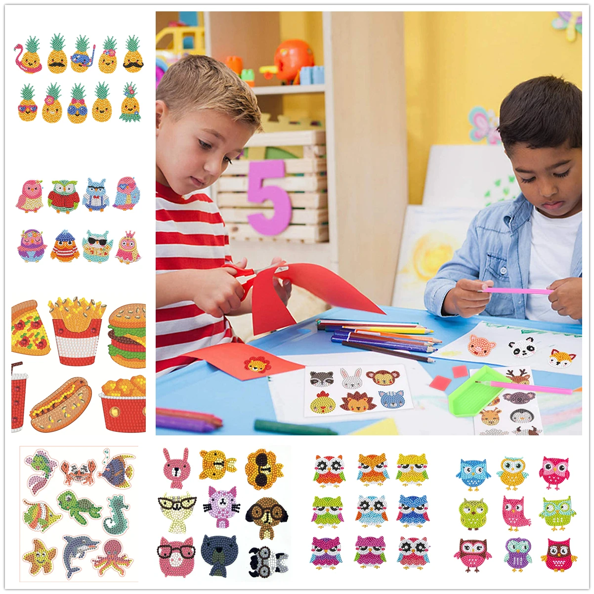 

Diamond Dot Kit 5D DIY Children's Diamond Painting Kit Cartoon Animal Sticker Diamond Painting stickers for kids Kit DIY Crafts