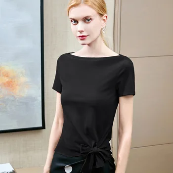 

Short-sleeved t-shirt female summer 2020 new Korean version of the compassionate hem bow tie strap tops female