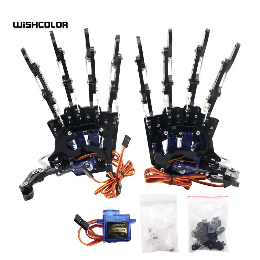 

Wishcolor Mechanical Claw Clamper Gripper Arm Five Fingers Right Hand & Left Hand with Servos for Robot DIY Assembled