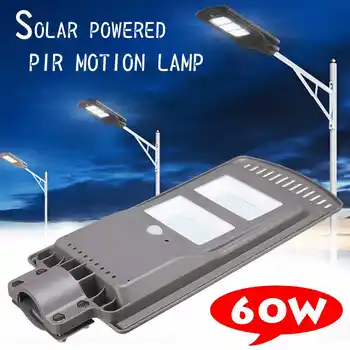 

60W LED Solar Street Light Radar PIR Motion Sensor IP67 Waterproof Road Lamp for Plaza Garden Yard Outdoor Lighting SMD2835 Chip