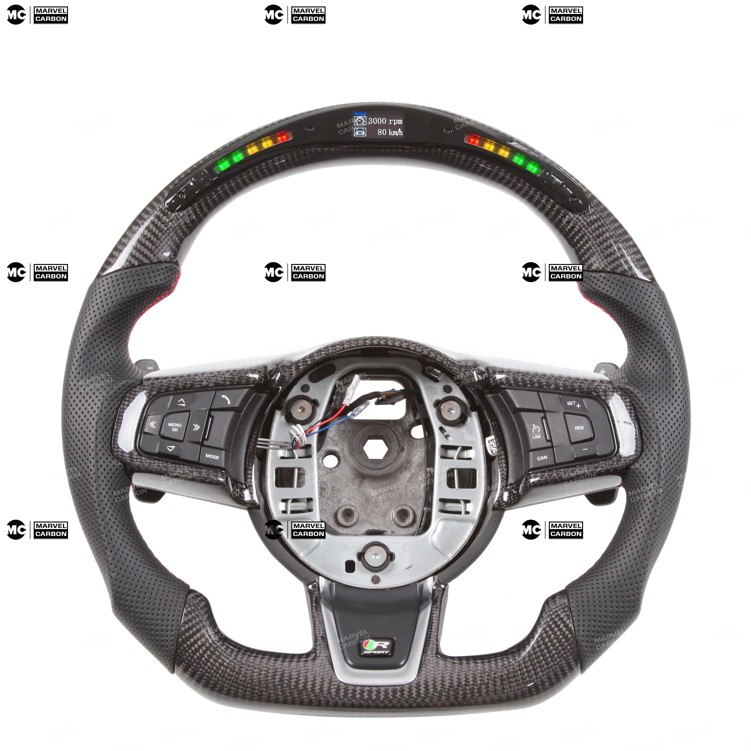 100 Real LED Carbon Fiber Steering Wheel for Jaguar XE, XF, F Type,F