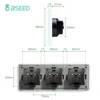 BSEED EU Wall Sockets Power Outlets White Black Golden Crystal Frame Sockets Glass Panel Triple Sockets Kids Protection 16A ► Photo 2/6